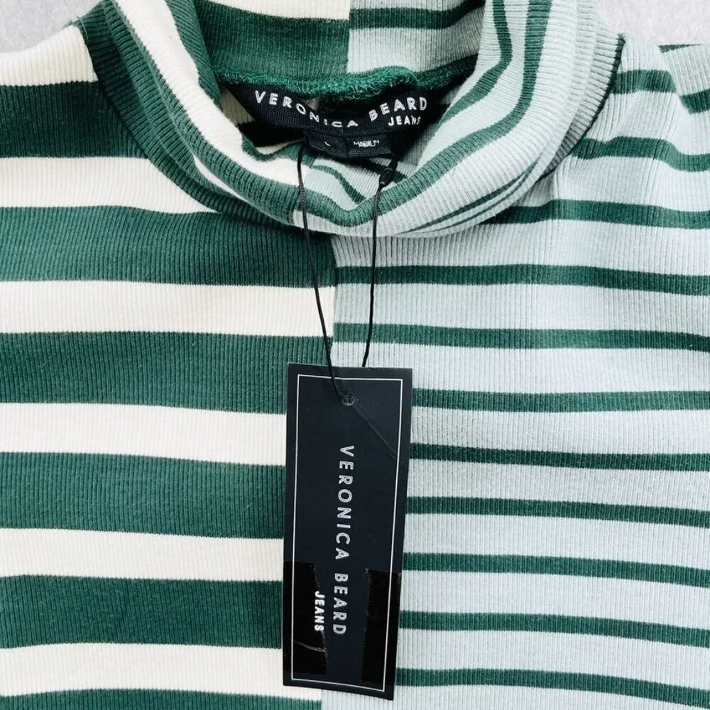 Veronica Beard Colorblock Cedar Turtleneck Size L in Forest Ivory  Long Sleeve - Picture 9 of 11